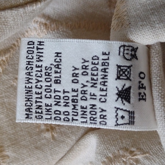 Cream Linen-blend Embroidered Button-Up Tunic Top Shirt XL - Picture 10 of 10